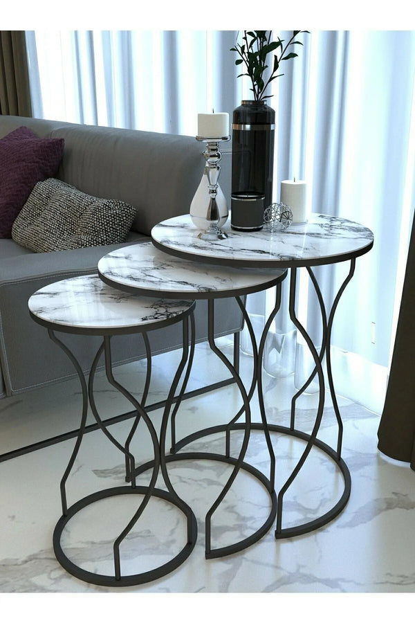 York Round Nest Of Tables Set - 3 Pieces Nesting Table