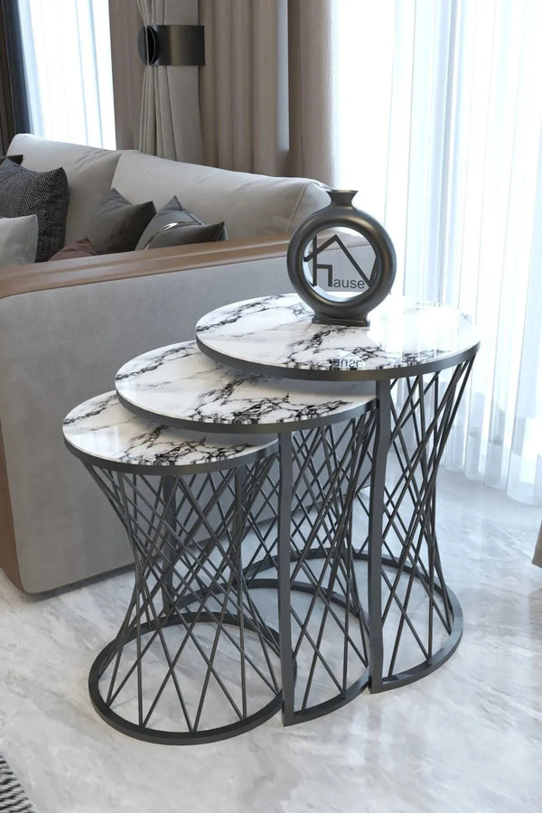 Juba Round Nest Of Tables Set - 3 Pieces Nesting Table ,