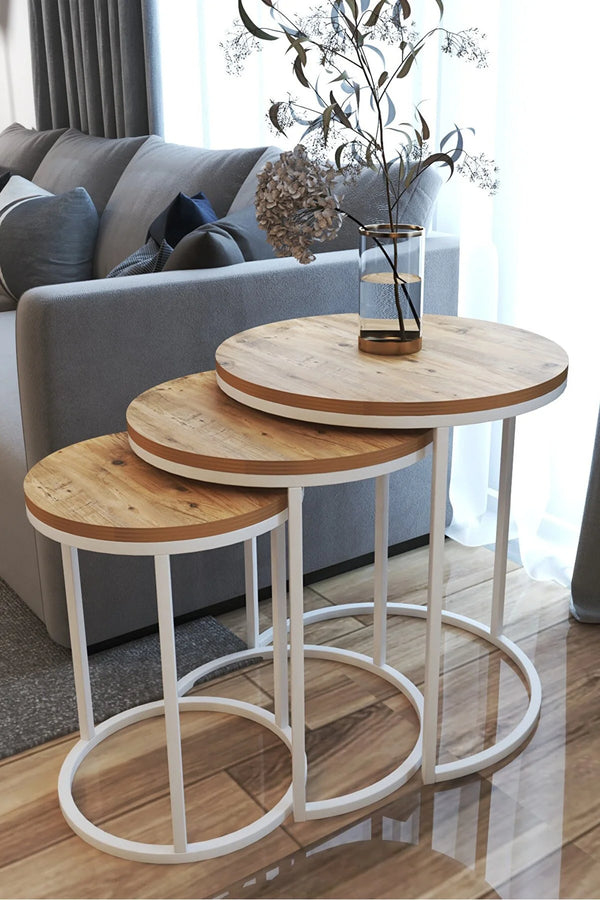 Aspava Round Nest Of Tables Set - 3 Pieces Nesting Table