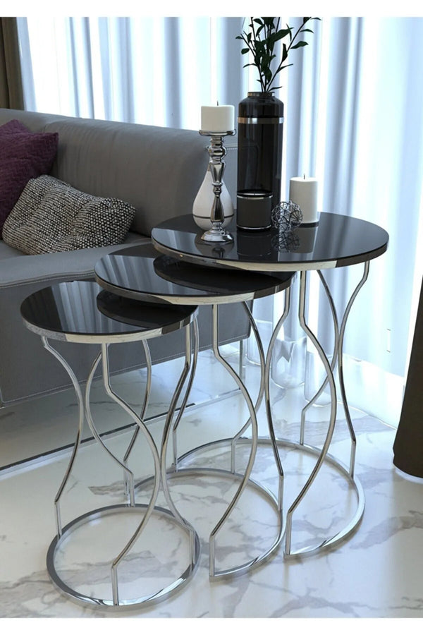 Kensington Round Nest Of Tables Set - 3 Pieces Nesting Table