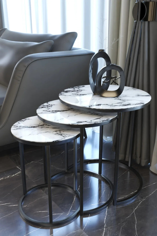 Cosala Round Nest Of Tables Set - 3 Pieces Nesting Table