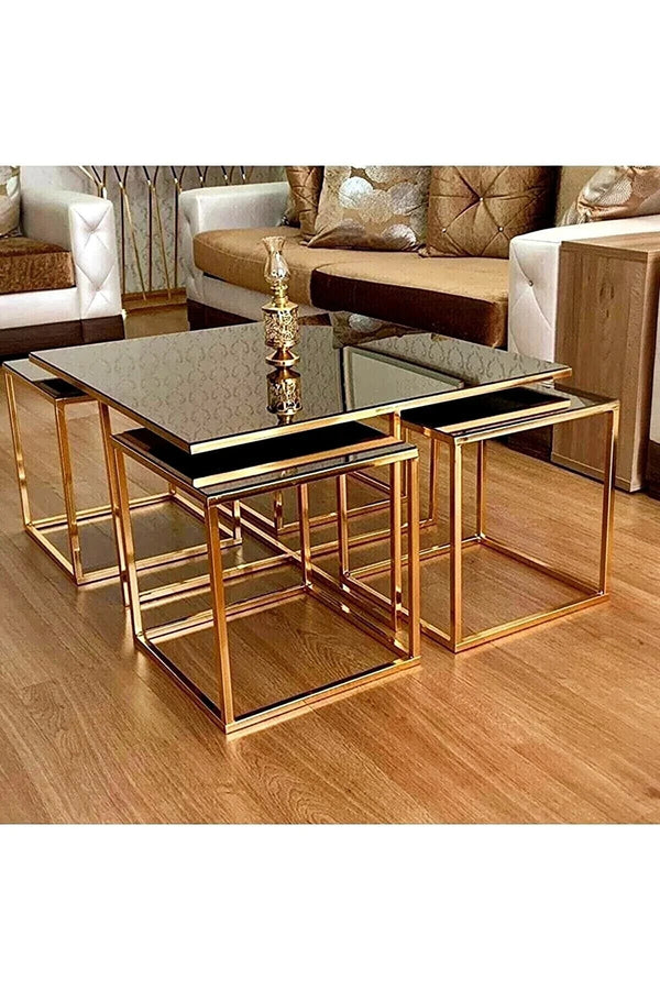 Juliet 4+1 Square Coffee Table - 1 Coffee Table & 4 Side Tables