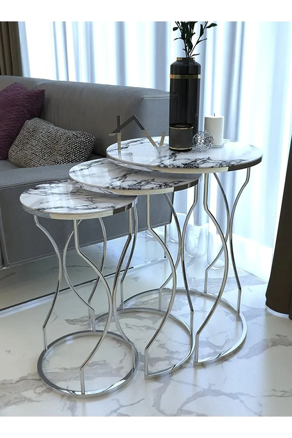 Fiona Round Nest Of Tables Set - 3 Pieces Nesting Table