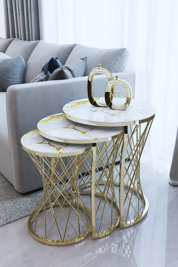 Venice Round Nest Of Tables Set - 3 Pieces Nesting Table