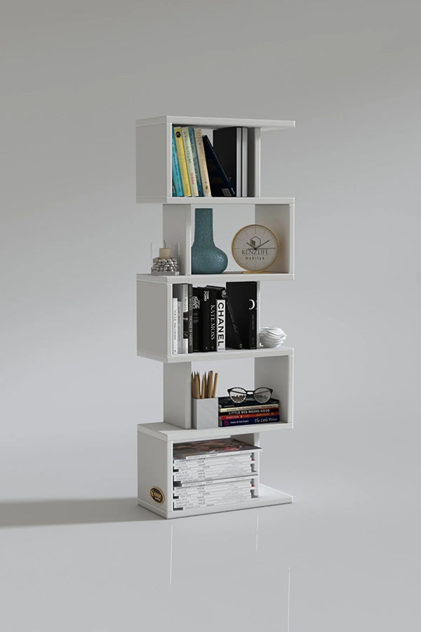 Kenzy Bookcase - Standing Book Shelves - White