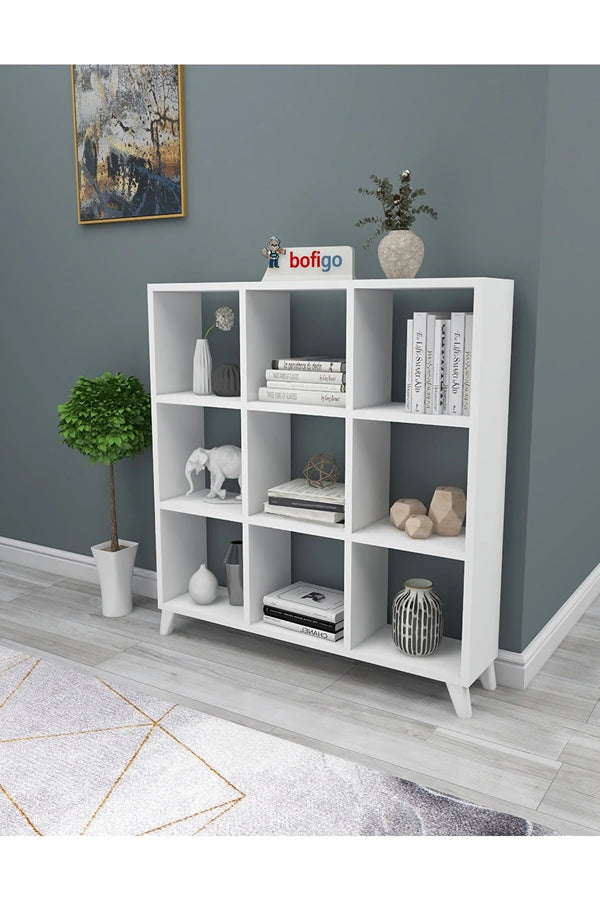 The Cube White Bookcase - Standing Book Shelves